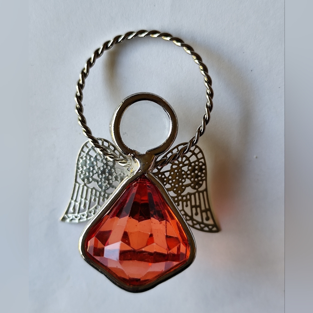 3/$20💗Silver Angel Ornament/Charm with Red Gem